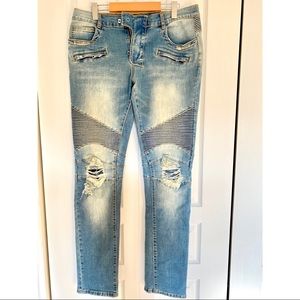 ✨HOST PICK✨ Distressed Moto Balmain Jeans👖💙